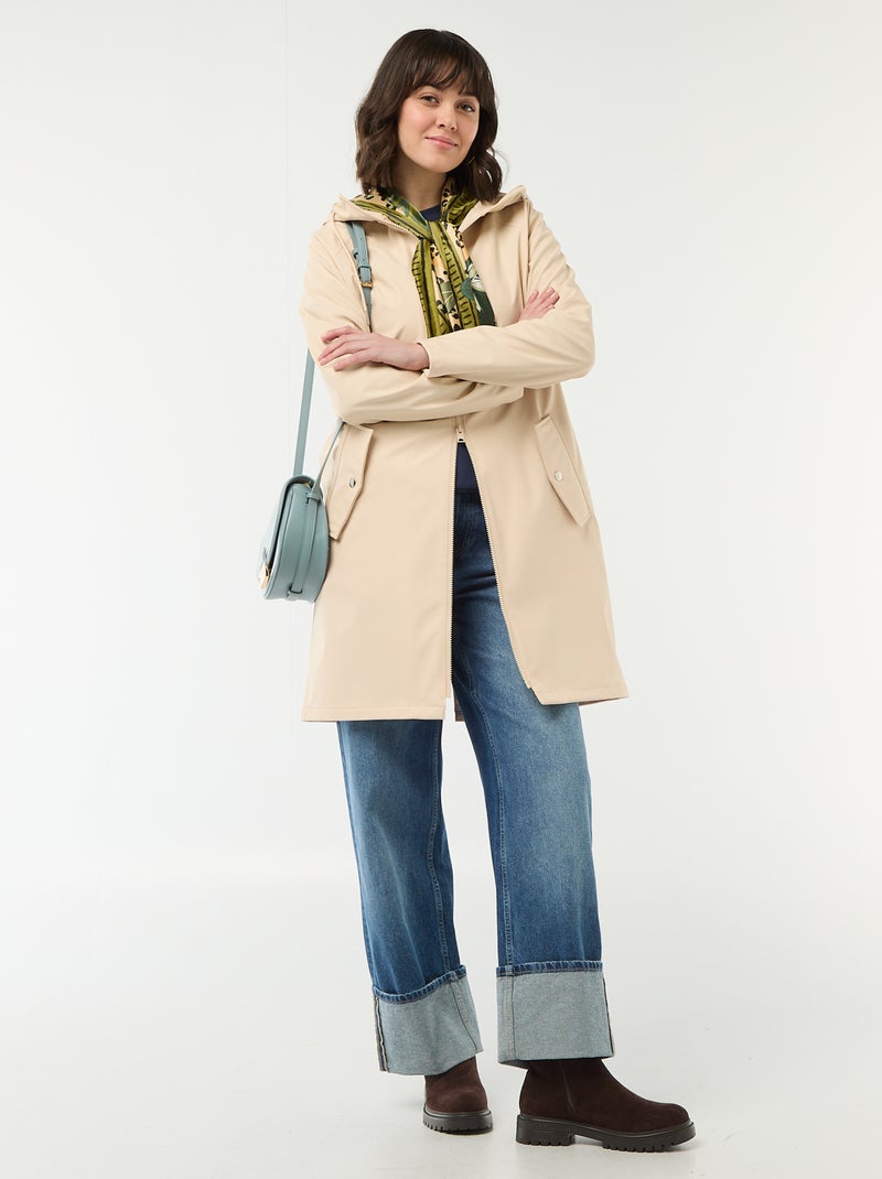 Parka engomada con capucha Beige - Kiabi