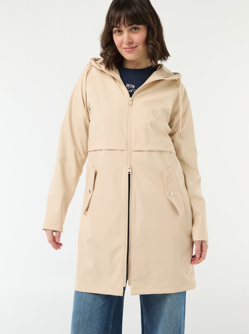Parka engomada con capucha Beige - Kiabi