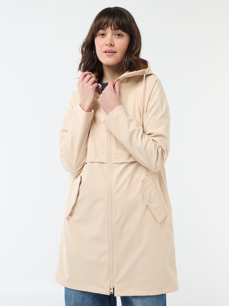 Parka engomada con capucha Beige - Kiabi