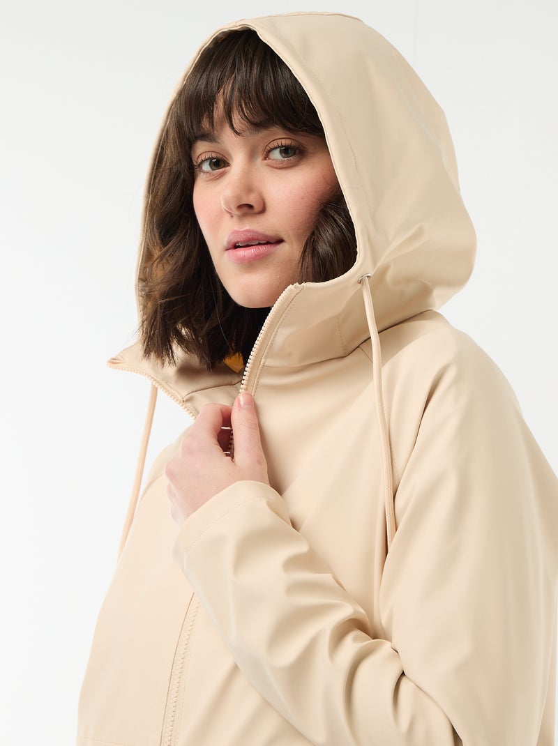Parka engomada con capucha Beige - Kiabi