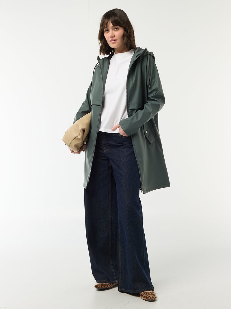 Parka engomada con capucha Kaki - Kiabi