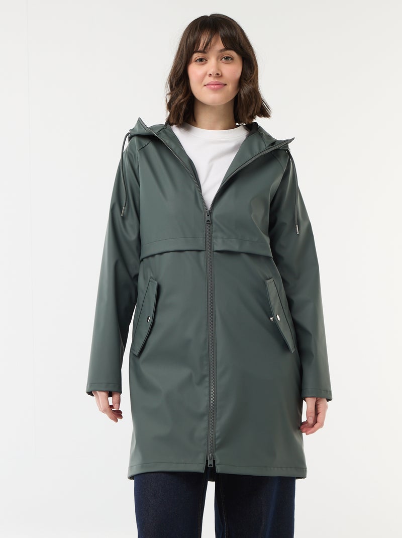 Parka engomada con capucha Kaki - Kiabi