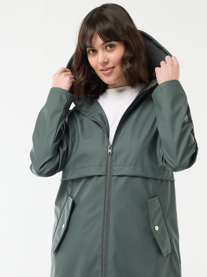 Parka engomada con capucha Kaki - Kiabi