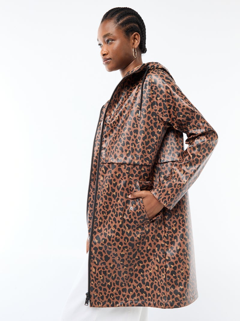 Parka engomada con capucha Marron - Kiabi