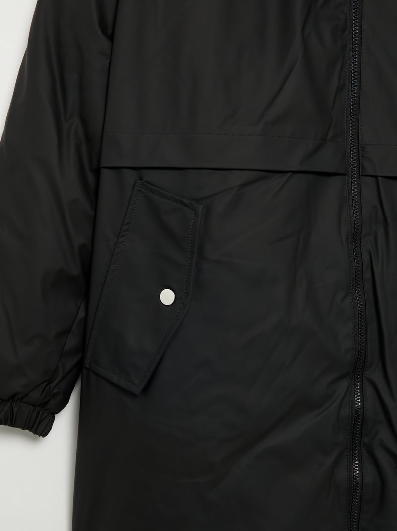 Parka engomada forrada con capucha Negro - Kiabi