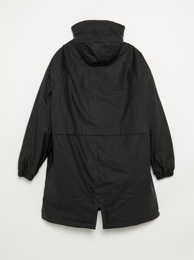 Parka engomada forrada con capucha Negro - Kiabi