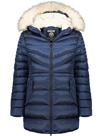 Parka entallada con capucha de piel sintética destineak – canadian peak