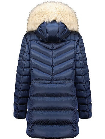 Parka entallada con capucha de piel sintética destineak – canadian peak