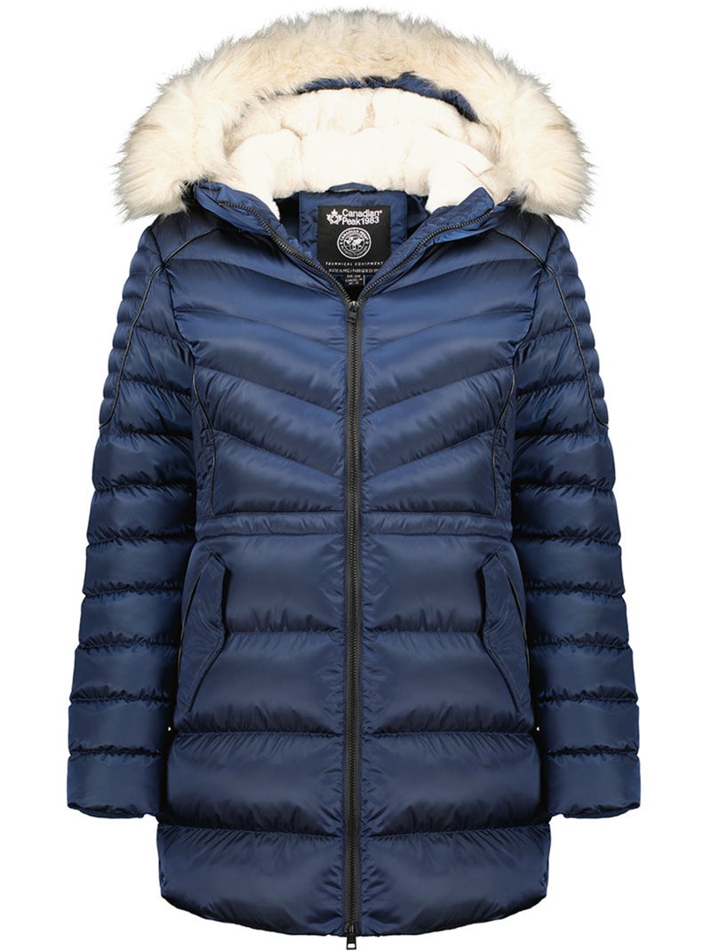 Parka entallada con capucha de piel sintética destineak – canadian peak Azul marino - Kiabi