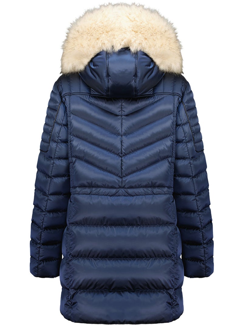 Parka entallada con capucha de piel sintética destineak – canadian peak Azul marino - Kiabi