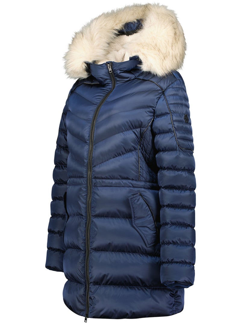 Parka entallada con capucha de piel sintética destineak – canadian peak Azul marino - Kiabi