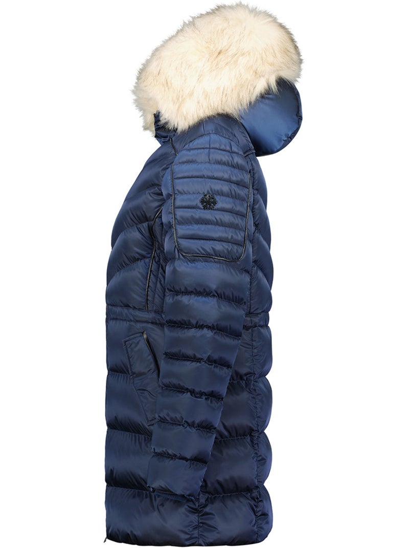 Parka entallada con capucha de piel sintética destineak – canadian peak Azul marino - Kiabi