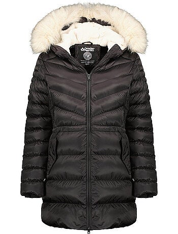 Parka entallada con capucha de piel sintética destineak – canadian peak