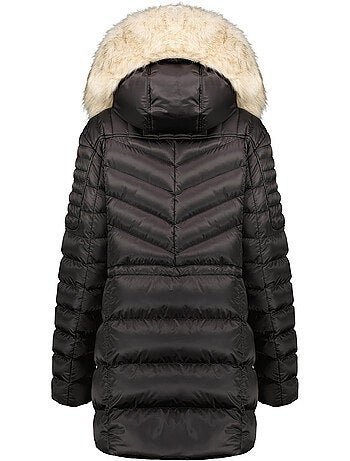 Parka entallada con capucha de piel sintética destineak – canadian peak