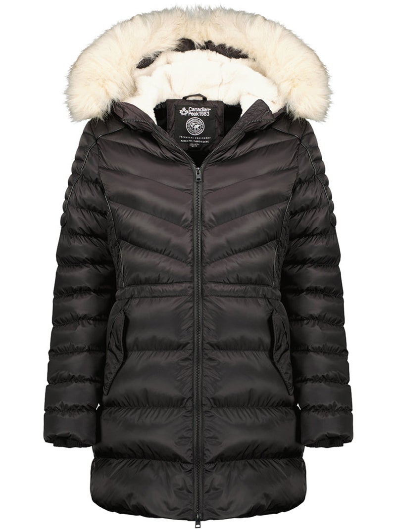 Parka entallada con capucha de piel sintética destineak – canadian peak Negro - Kiabi