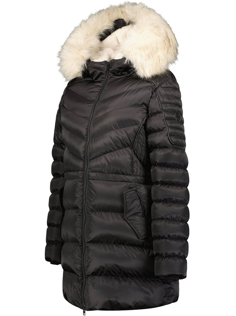 Parka entallada con capucha de piel sintética destineak – canadian peak Negro - Kiabi