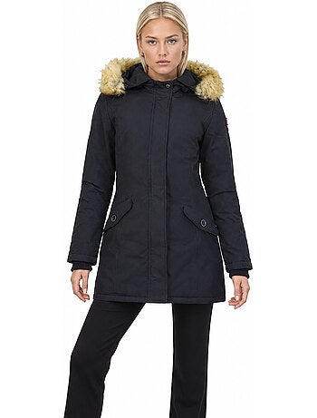 Parka entallada con capucha de piel sintética dinastipeak – canadian peak