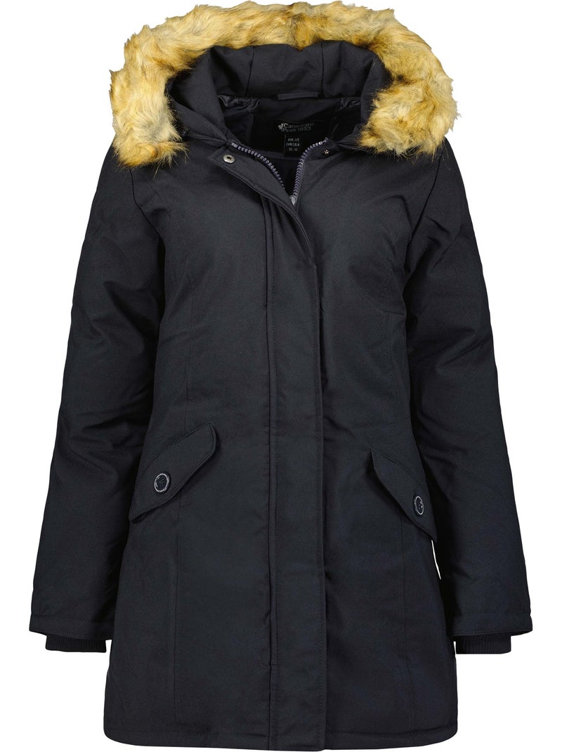 Parka entallada con capucha de piel sintética dinastipeak – canadian peak Azul marino - Kiabi