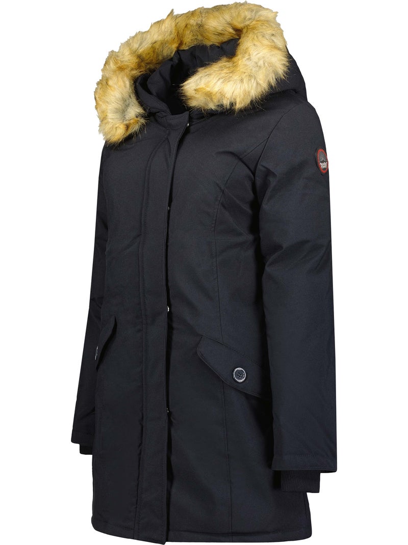 Parka entallada con capucha de piel sintética dinastipeak – canadian peak Azul marino - Kiabi
