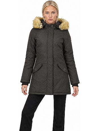 Parka entallada con capucha de piel sintética dinastipeak – canadian peak