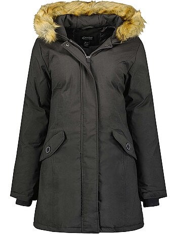 Parka entallada con capucha de piel sintética dinastipeak – canadian peak