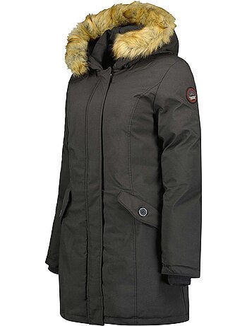 Parka entallada con capucha de piel sintética dinastipeak – canadian peak
