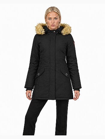 Parka entallada con capucha de piel sintética dinastipeak – canadian peak