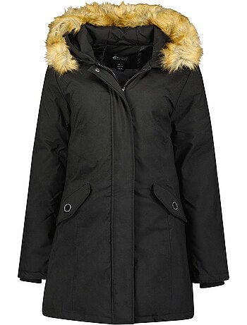 Parka entallada con capucha de piel sintética dinastipeak – canadian peak