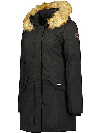 Parka entallada con capucha de piel sintética dinastipeak – canadian peak