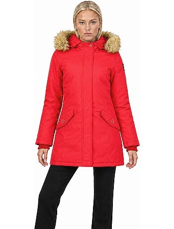 Parka entallada con capucha de piel sintética dinastipeak – canadian peak