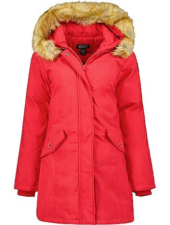 Parka entallada con capucha de piel sintética dinastipeak – canadian peak