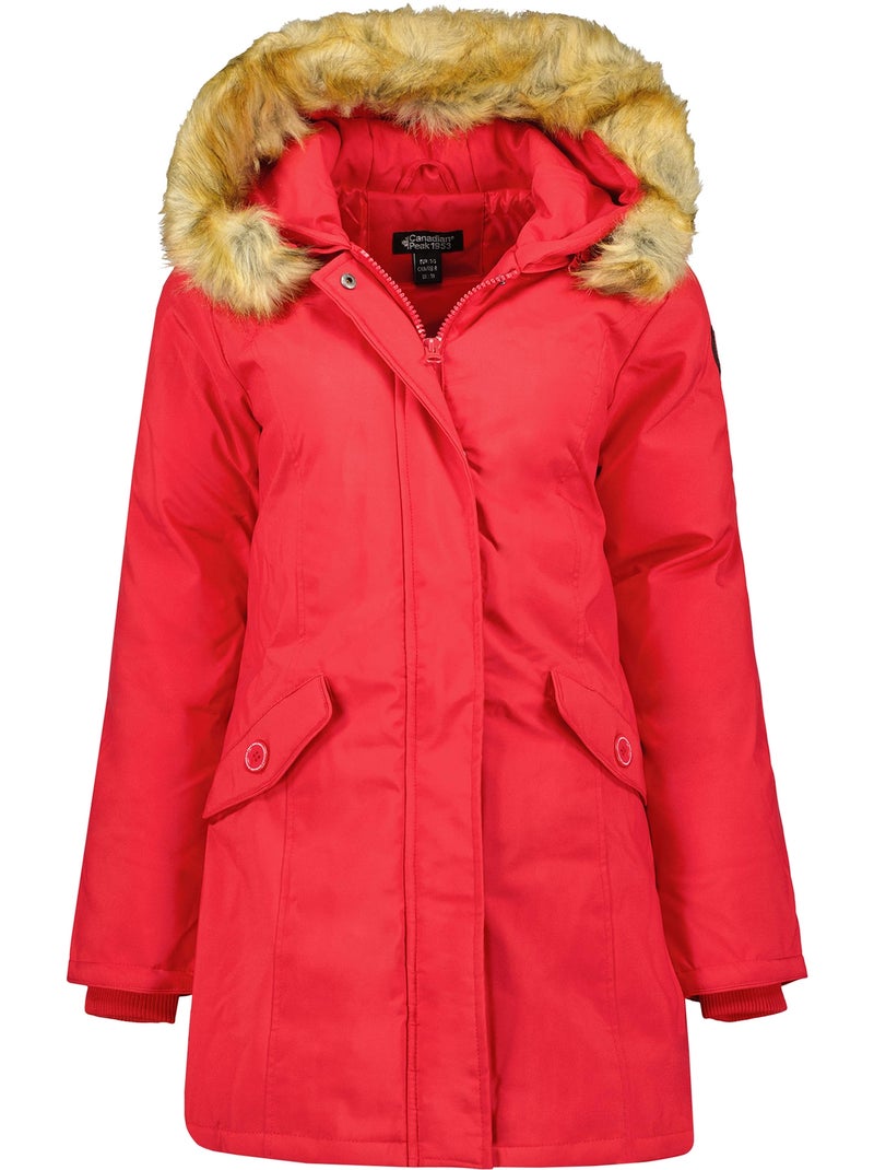 Parka entallada con capucha de piel sintética dinastipeak – canadian peak Rojo - Kiabi