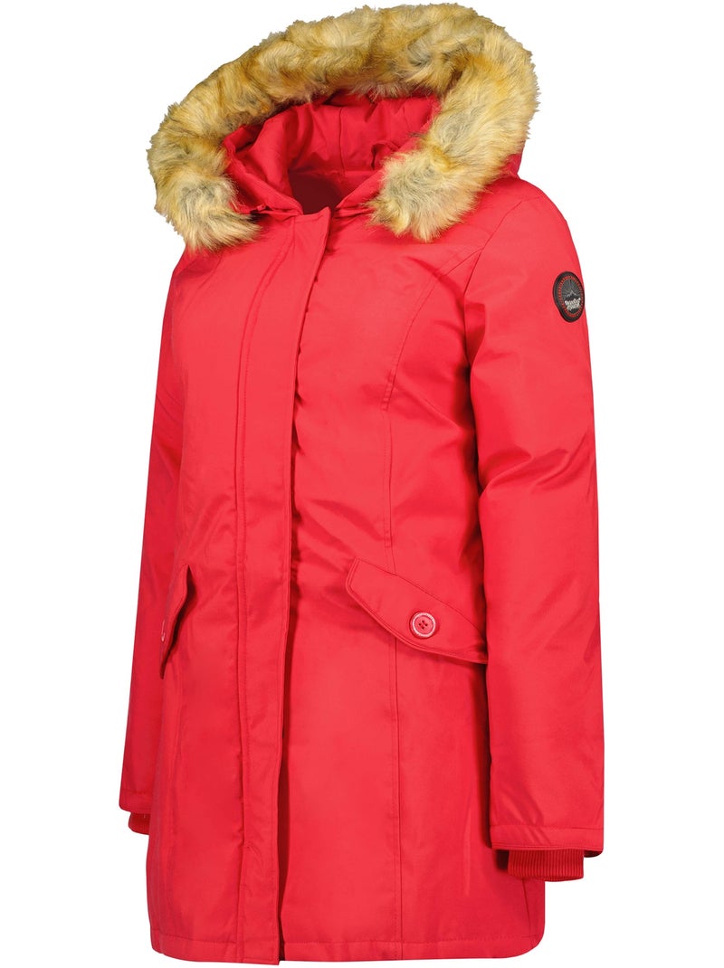 Parka entallada con capucha de piel sintética dinastipeak – canadian peak Rojo - Kiabi