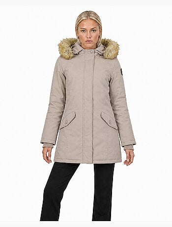 Parka entallada con capucha de piel sintética dinastipeak – canadian peak