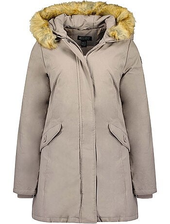 Parka entallada con capucha de piel sintética dinastipeak – canadian peak