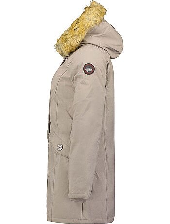 Parka entallada con capucha de piel sintética dinastipeak – canadian peak