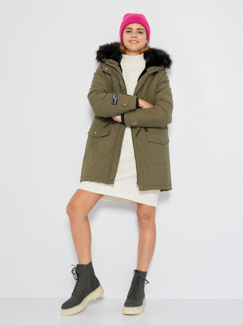Parka forrada con capucha KAKI - Kiabi