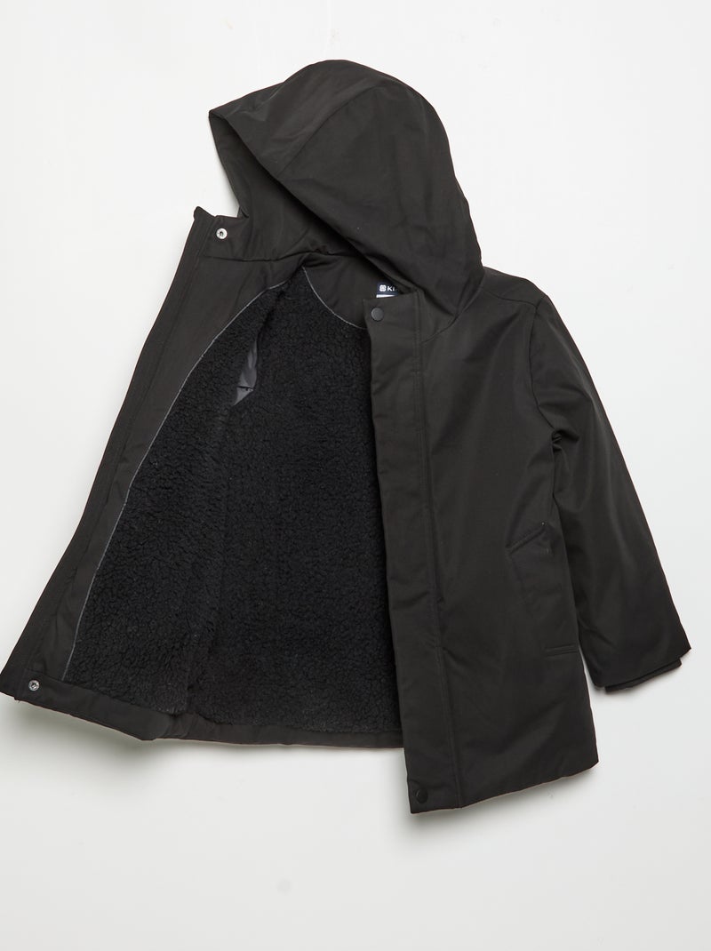 Parka forrada con capucha Negro - Kiabi
