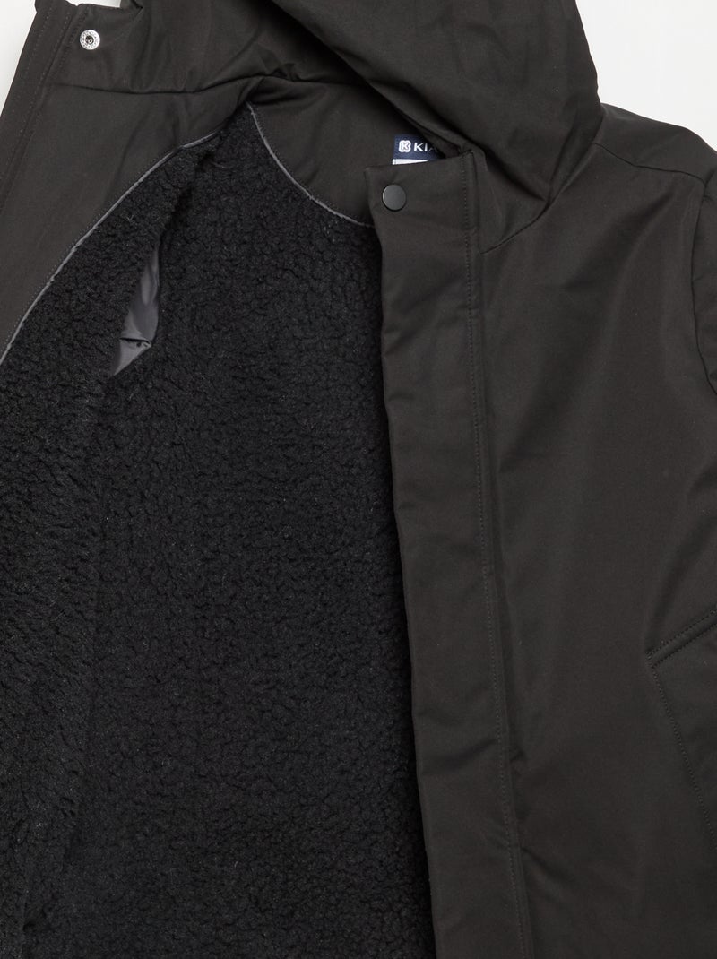 Parka forrada con capucha Negro - Kiabi