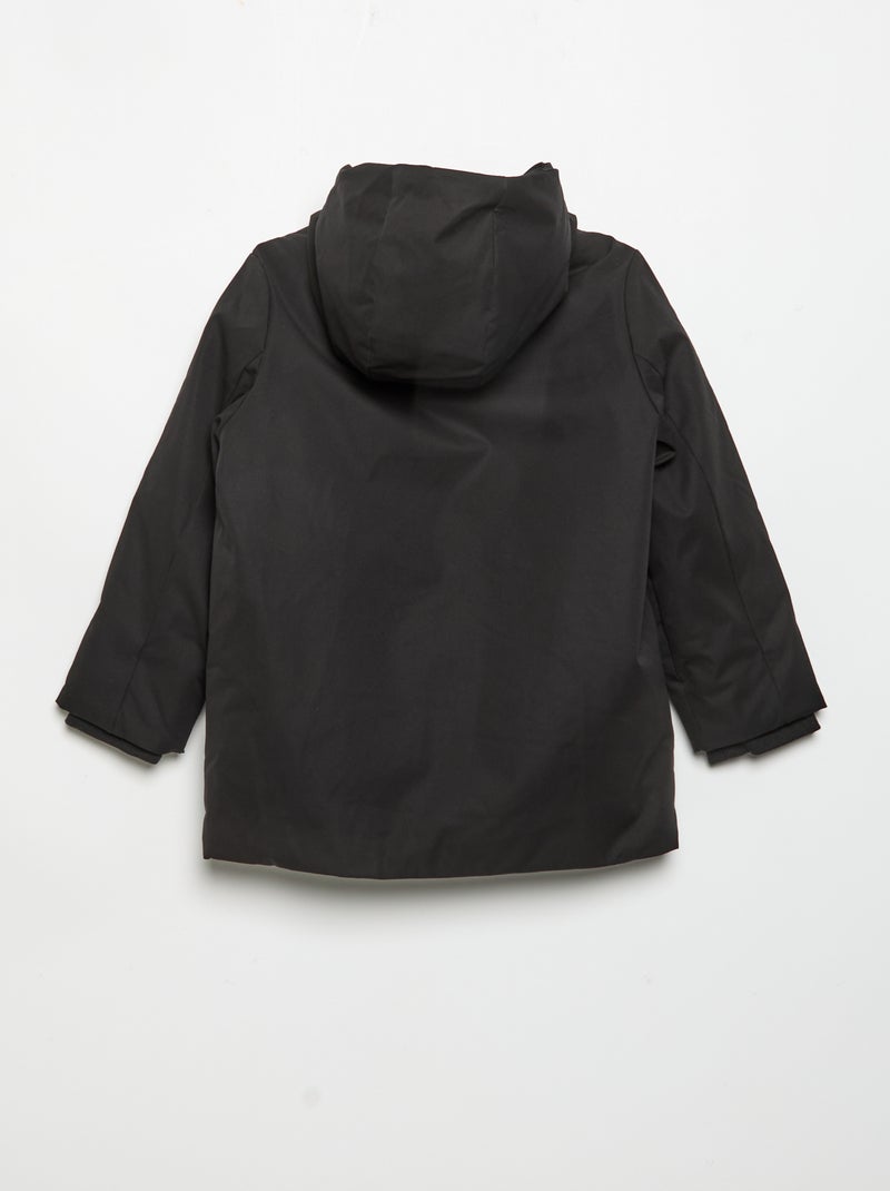 Parka forrada con capucha Negro - Kiabi
