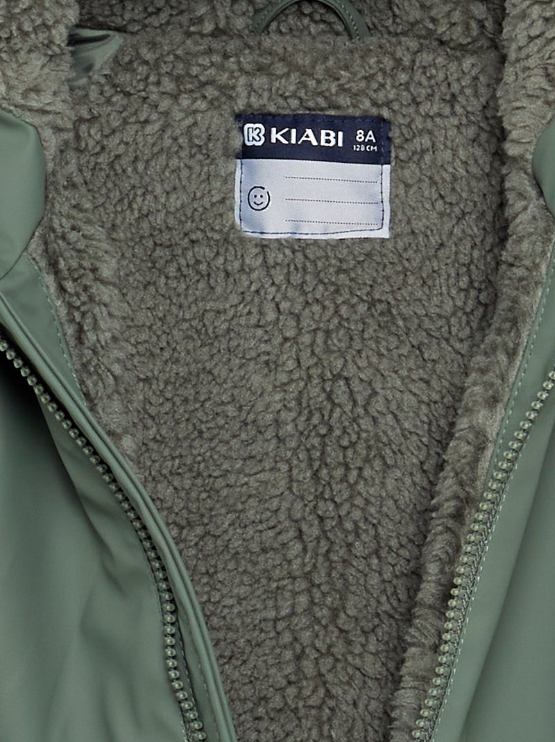 Parka forrada efecto borreguillo Verde - Kiabi