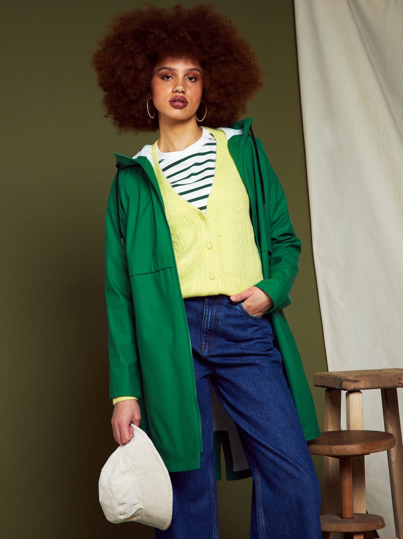 Parka hidrófuga con capucha VERDE - Kiabi