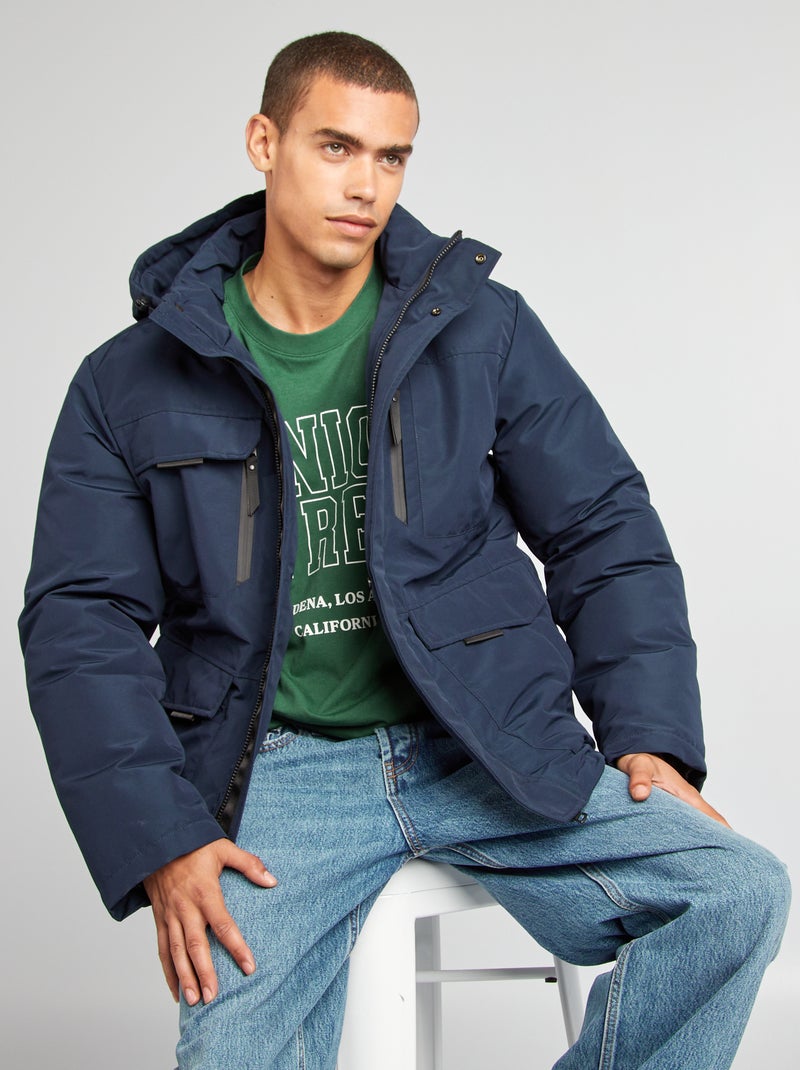 Parka impermeable con capucha azul - Kiabi