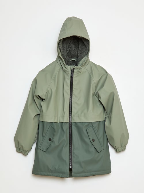 Parka impermeable con capucha efecto borreguito - Kiabi