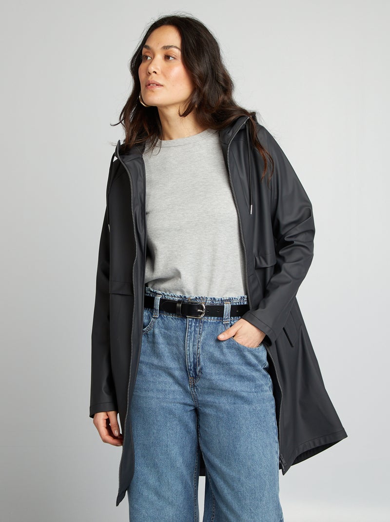 Parka impermeable con capucha NEGRO - Kiabi