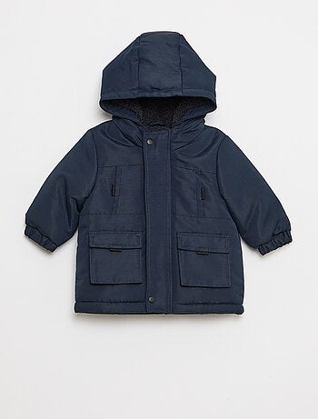 Parka impermeable con capucha y forro efecto borreguito