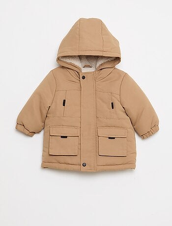 Parka impermeable con capucha y forro efecto borreguito