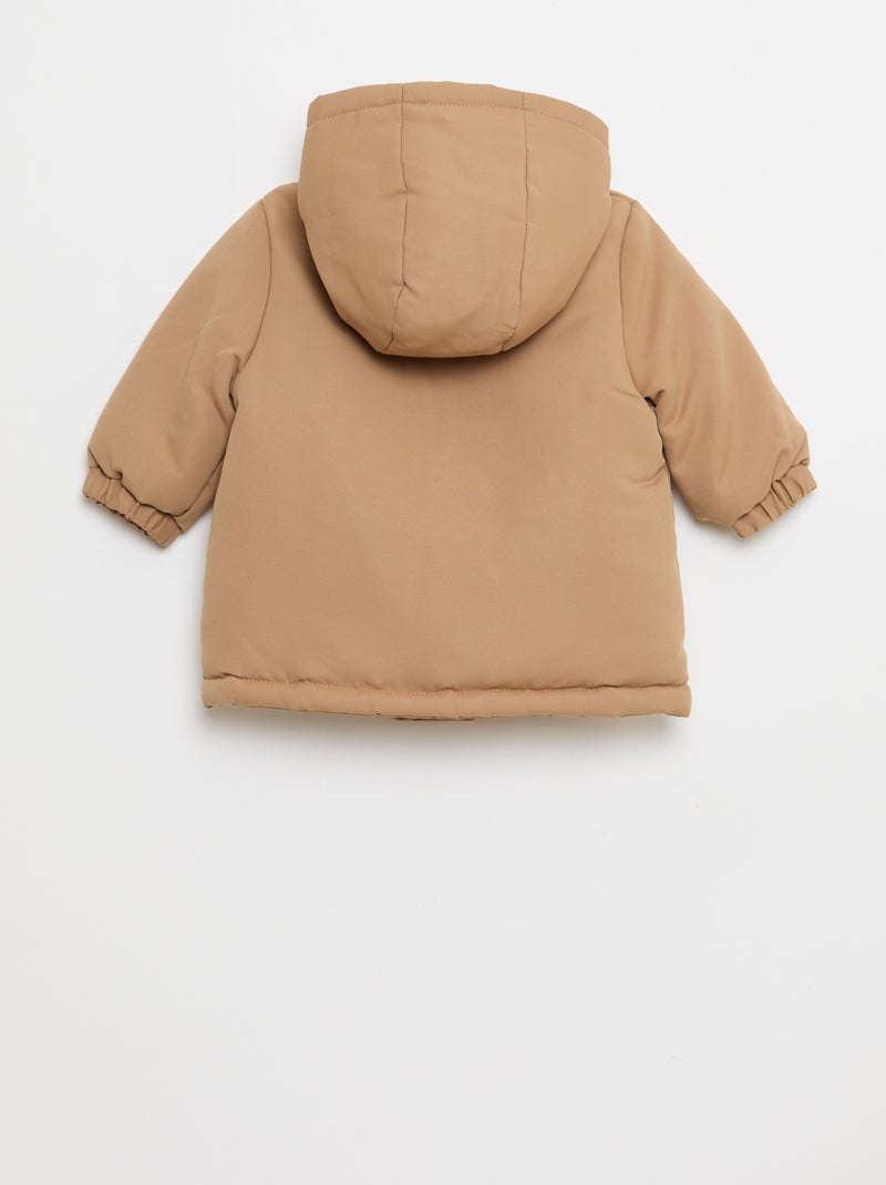 Parka impermeable con capucha y forro efecto borreguito Beige - Kiabi