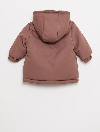 Parka impermeable con capucha y forro efecto borreguito