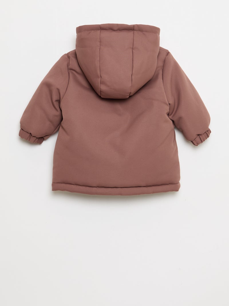 Parka impermeable con capucha y forro efecto borreguito Marron - Kiabi